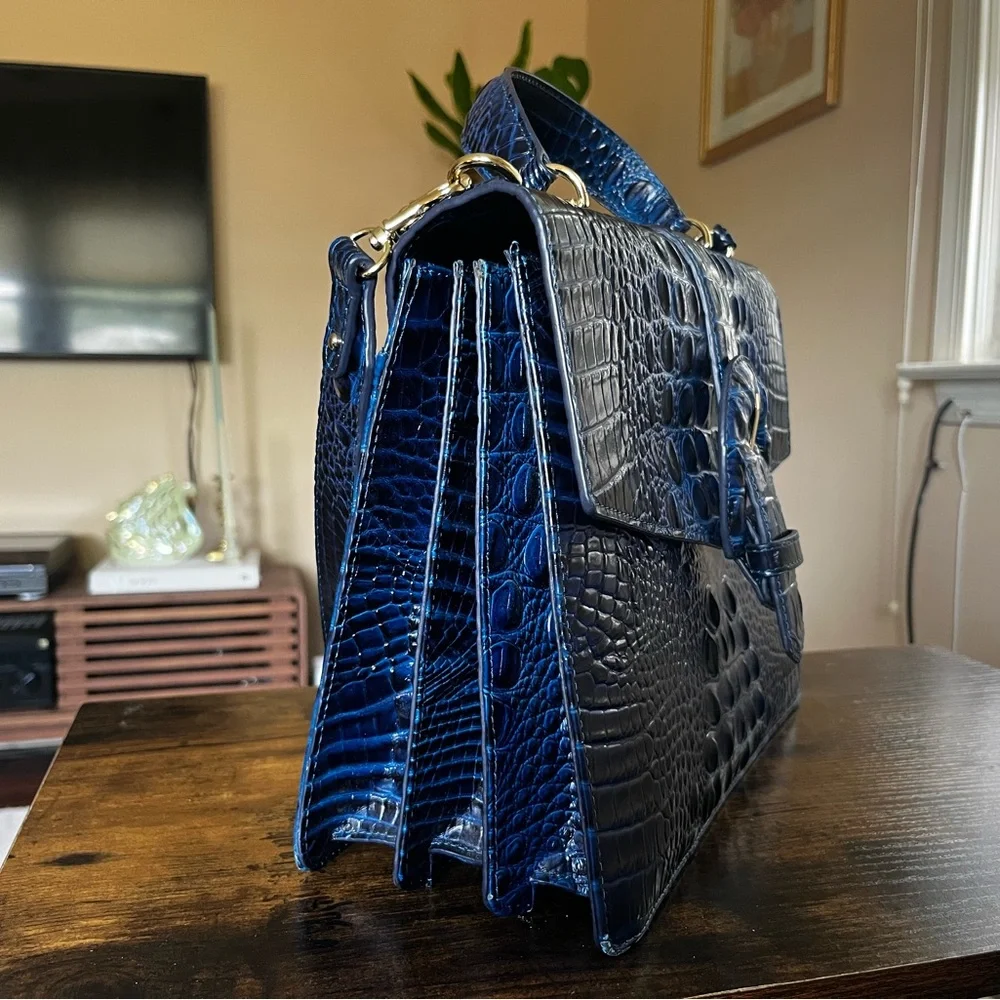 Brahmin Blue Crocodile Gabriella Bag - Picture 4 of 6